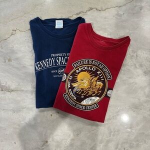 Kennedy Space, Center graphic tees, Crewneck Tee - Navy & Red Logo